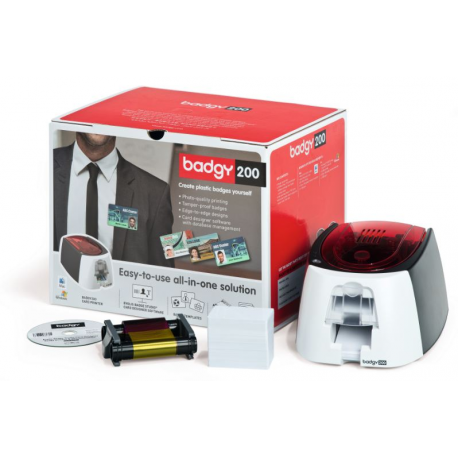 Badgy 200 - Plastic card printer - colour - dye sublimation / thermal transfer - CR-80 Card (85.6 x 54 mm) - up to 325 cards / hour (mono)  /  up to 95 cards / hour (colour) - capacity: 40 cards - USB 2.0 - 2
