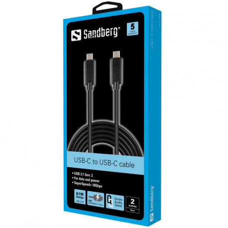 Sandberg - USB cable - USB-C (M) to USB-C (M) - USB 3.1 - 2 m - 1