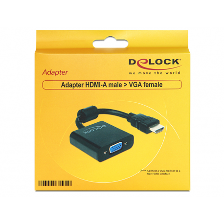 Delock - Adapter - HD-15 (VGA) female to HDMI male - 25.5 cm - black - 1