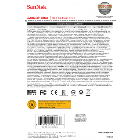 SanDisk Ultra - USB flash drive - 32 GB - USB 3.0 - 7
