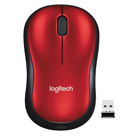 Logitech M185 - Mouse - optical - wireless - 2.4 GHz - USB wireless receiver - red - 5