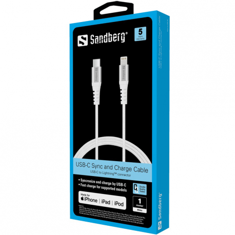 Sandberg - Lightning cable - Lightning male to USB-C male - 1 m - for Apple iPad / iPhone / iPod (Lightning) - 1