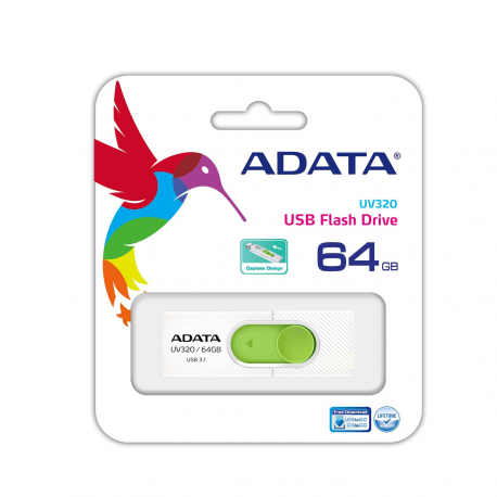 ADATA UV320 - USB flash drive - 64 GB - USB 3.1 - white / green - 2
