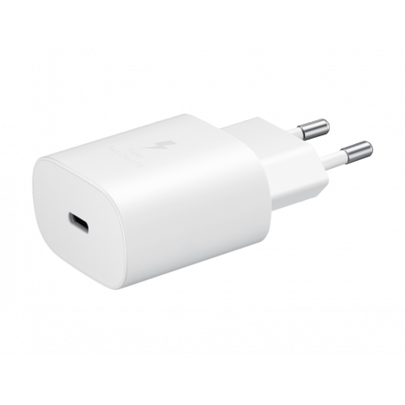 Samsung Fast Charging Wall Charger EP-TA800 - Power adapter - 25 Watt - 3 A - Ultra Fast Charge (USB-C) - on cable: USB-C - white - for Galaxy A20, A50, A70, A8s, M30, M40, Note10, S20, S20 5G, S20+ 5G, Z Flip, Z Flip 5G - 1