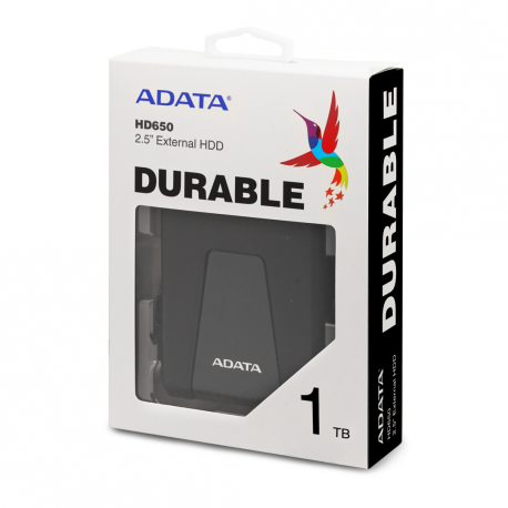 ADATA DashDrive Durable HD650 - Hard drive - 1 TB - external (portable) - 2.5" - USB 3.1 - black - 7