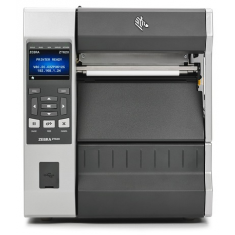 Zebra ZT620 - Label printer - direct thermal  /  thermal transfer - Roll (17.1 cm) - 300 dpi - up to 305 mm / sec - USB, serial, Gigabit LAN, USB host, NFC, Bluetooth 4.0 - rewinder - 1