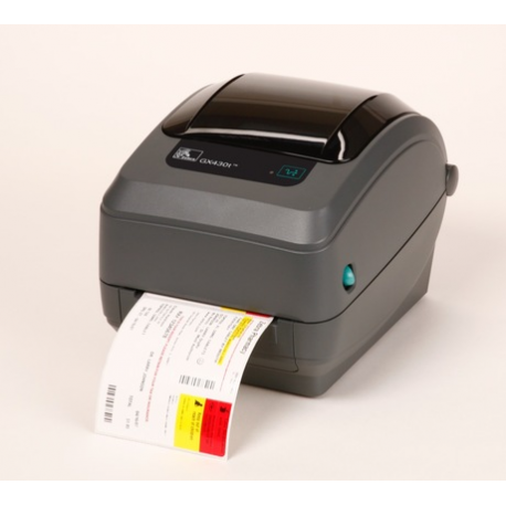 Zebra GX Series GX430t - Label printer - direct thermal  /  thermal transfer - Roll (10.8cm) - 300 dpi - up to 102 mm / sec - USB, LAN, serial - 2