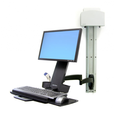 Ergotron 200 Series - Mounting kit (articulating arm, barcode scanner holder, keyboard tray with left / right mouse tray) - for LCD display  /  PC equipment - steel - black - screen size: up to 24" - wall-mountable - 1