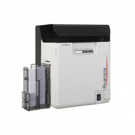 Evolis Avansia - Plastic card printer - colour - Duplex - dye sublimation retransfer - CR-80 Card (85.6 x 54 mm) - 600 dpi up to 144 cards / hour (colour) - capacity: 250 cards - USB 2.0, LAN - black - 2