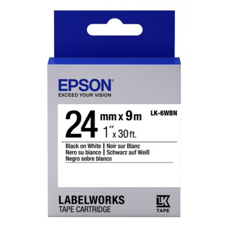 Epson LK-6WBVN - Vinyl - black on white - Roll (2.4 cm x 7 m) 1 cassette(s) label tape - for LabelWorks LW-1000, LW-300, LW-400, LW-600, LW-700, LW-K400, LW-Z700, LW-Z710, LW-Z900 - 0