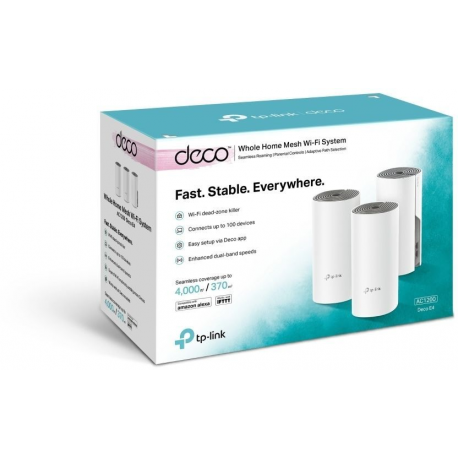 TP-Link Deco E4 - Wi-Fi system (3 routers) - mesh - 802.11a / b / g / n / ac - Dual Band (pack of 3) - 4