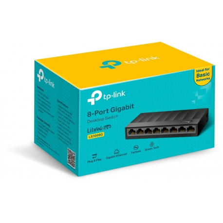TP-Link LiteWave LS1008G - Switch - unmanaged - 8 x 10 / 100 / 1000 - desktop, wall-mountable - 2