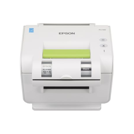 Epson LabelWorks Pro100 - Labelmaker - B / W - direct thermal / thermal transfer - Roll (1 cm) - 300 dpi - up to 20 mm / sec - USB - cutter - green, pale grey - 5