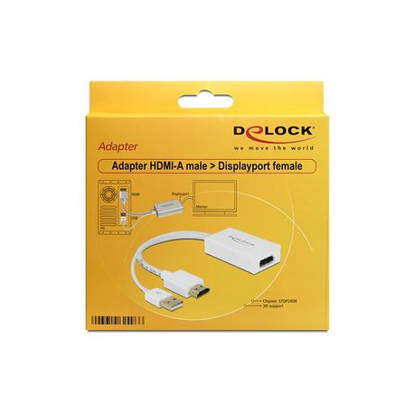 DeLOCK - Video converter - HDMI, DisplayPort - DisplayPort - white - retail - 1