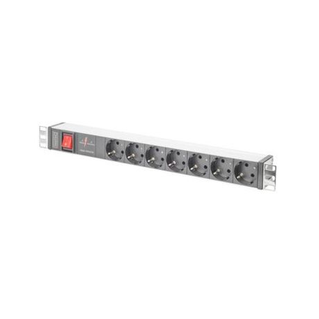 DIGITUS DN-95407 - Power strip (rack-mountable) - AC 250 V - input: power - output connectors: 7 - 1U - 19" - 2 m cord - grey - 2