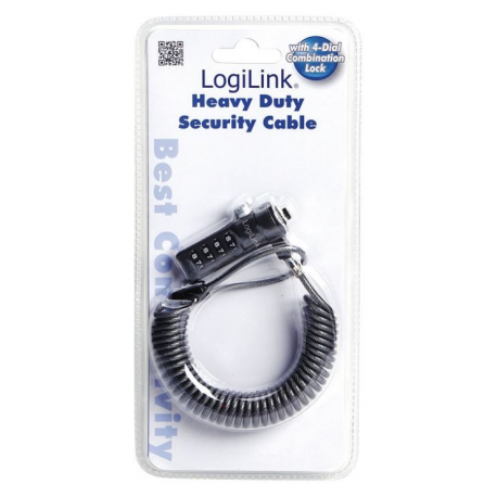 LogiLink Laptop Anti-theft lock - Security cable lock - black - 1.8 m - 1