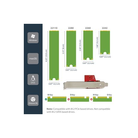 StarTech.com M2 PCIe SSD Adapter - x4 PCIe 3.0 NVMe  /  AHCI  /  NGFF  /  M-Key - Low Profile and Full Profile - SSD PCIe M.2 Adapter (PEX4M2E1) - Interface adapter - M.2 - Expansion Slot to M.2 - M.2 Card - PCIe x4 - red - for P / N: BNDTB10GI, BNDTB210GSFP, BNDTB310GNDP, BNDTB410GSFP, BNDTB4M2E1, BNDTBUSB3142 - 7