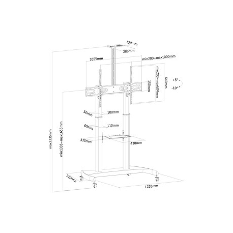 Neomounts by Newstar PLASMA-M1950E - Cart - for flat panel / AV equipment - black - screen size: 60"-100" - 4