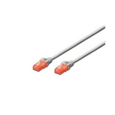 DIGITUS Professional - Patch cable - RJ-45 (M) to RJ-45 (M) - 25 cm - UTP - CAT 6 - IEEE 802.3 - halogen-free, molded, snagless - grey - 0