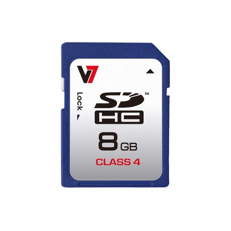 V7 VASDH8GCL4R - Flash memory card - 8 GB - Class 4 - SDHC - blue - 3