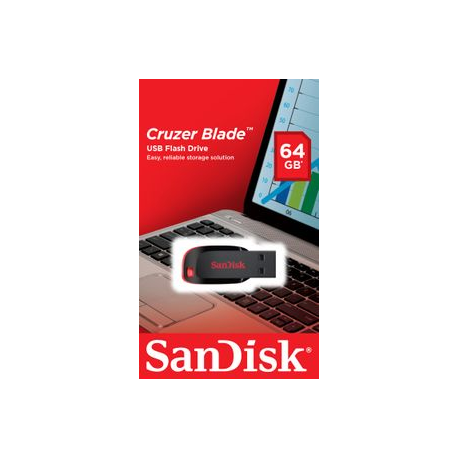 SanDisk Cruzer Blade - USB flash drive - 64 GB - USB 2.0 - black, red - 5