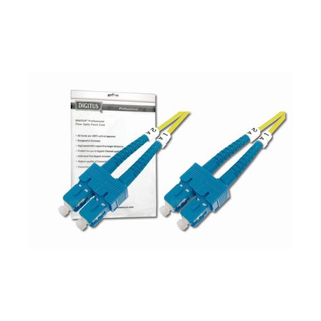 DIGITUS - Patch cable - SC single-mode (M) to SC single-mode (M) - 2 m - fibre optic - 9 / 125 micron - OS1 - halogen-free - yellow - 1