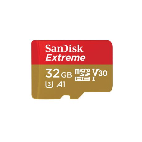 SanDisk Extreme - Flash memory card (microSDHC to SD adapter included) - 32 GB - A1  /  Video Class V30  /  UHS-I U3  /  Class10 - microSDHC UHS-I - 5