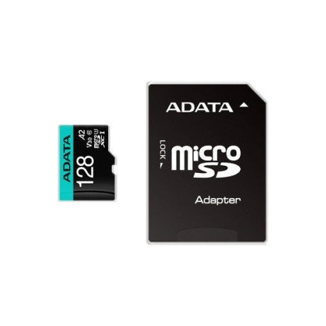 ADATA Premier Pro V30S - Flash memory card (SD adapter included) - 128 GB - A2  /  Video Class V30  /  UHS-I U3  /  Class10 - microSDXC UHS-I - 2