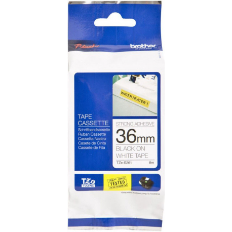 Brother TZe-S261 - Extra strength adhesive - black on white - Roll (3.6 cm x 8 m) 1 cassette(s) laminated tape - for P-Touch PT-3600, 530, 550, 9200, 9400, 9500, 9600, 9700, 9800, D800, E800, P900, P950 - 1