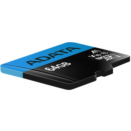 ADATA Premier - Flash memory card (microSDXC to SD adapter included) - 64 GB - UHS Class 1  /  Class10 - microSDXC UHS-I - for retail customers - 3