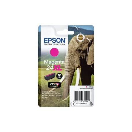 Epson 24XL - 8.7 ml - XL - magenta - original - ink cartridge - for Expression Photo XP-55, 750, 760, 850, 860, 950, 960, 970; Expression Premium XP-750, 850 - 2