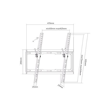 Sunne TV Bracket , 32"-55", max 35kg, Tilting, TV to wall 25mm - 0
