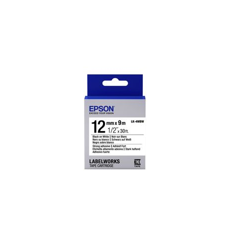 Epson LabelWorks LK-4WBW - Strong adhesive - black on white - Roll (1.2 cm x 9 m) 1 cassette(s) label tape - for LabelWorks LW-1000, 300, 400, 600, 700, 900, K400, Z5000, Z5010, Z700, Z710, Z900 - 2