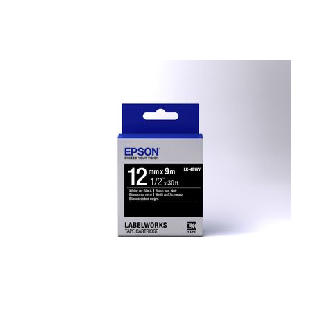 Epson LabelWorks LK-4BWV - White on black - Roll (1.2 cm x 9 m) 1 cassette(s) label tape - for LabelWorks LW-1000, 300, 400, 600, 700, 900, K400, Z5000, Z5010, Z700, Z710, Z900 - 1