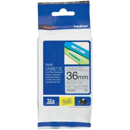 Brother TZe-M961 - Black on matte silver - Roll (3.6 cm x 8 m) 1 cassette(s) laminated tape - for P-Touch PT-3600, 550, 9200, 9400, 9500, 9600, 9700, 9800, D800, P900, P950 - 1