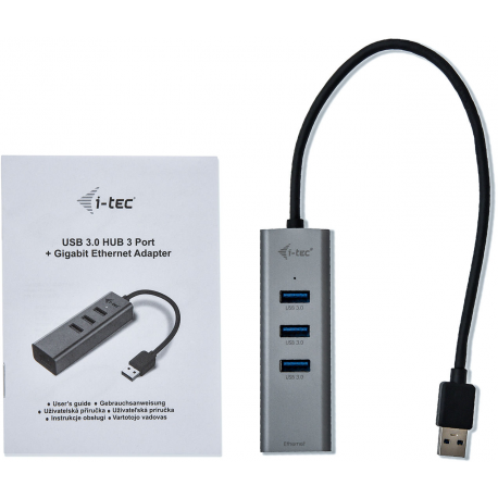 i-Tec USB 3.0 Metal 3-Port - Hub - 3 x SuperSpeed USB 3.0 + 1 x 10 / 100 / 1000 - desktop - 3