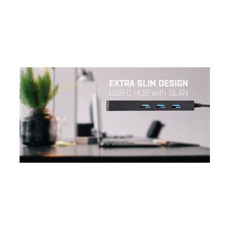 i-Tec USB C Slim 3-port HUB with Gigabit Ethernet adapter - Hub - 3 x SuperSpeed USB 3.0 + 1 x 10 / 100 / 1000 - desktop - 6