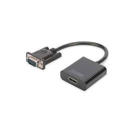 DIGITUS DA-70473 - Adapter - HD-15 (VGA) male to HDMI female - 15 cm - black - 1080p support - 5