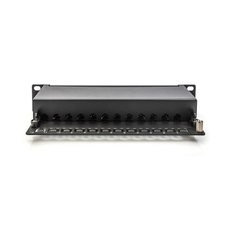 DIGITUS DN-91612S - Patch panel - CAT 6 - RJ-45 X 12 - black, RAL 9005 - 1U - 2