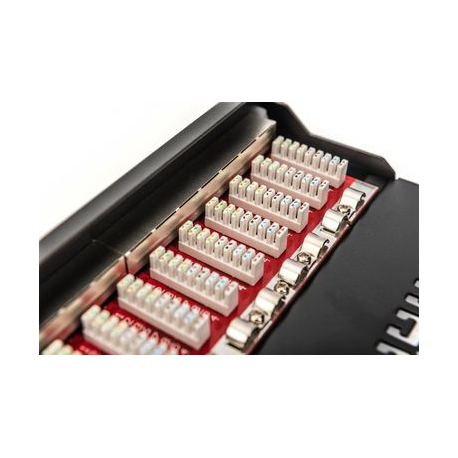 DIGITUS DN-91612S - Patch panel - CAT 6 - RJ-45 X 12 - black, RAL 9005 - 1U - 5