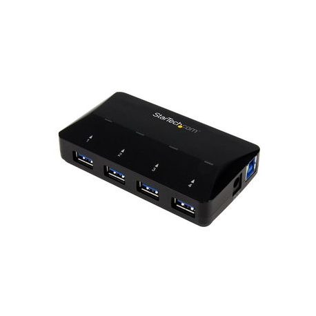 StarTech.com 4-Port USB 3.0 Hub plus Dedicated Charging Port - 1 x 2.4A Port - Desktop USB Hub and Fast-Charging Station (ST53004U1C) - USB peripheral sharing switch - 4 x SuperSpeed USB 3.0 - desktop - for P / N: SDMSDRWU3AC, USB312SAT3CB, USB315CB2M, USBLT1MWS, USBLT2MBR, USBLTM1MBK, USBLTM1MWH - 5