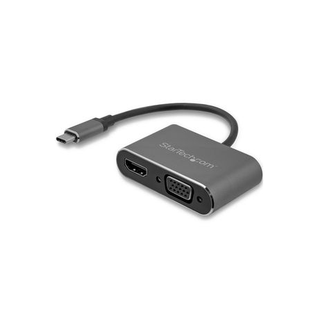 StarTech.com USB-C to VGA and HDMI Adapter - 2-in-1 - 4K 30Hz - Space Grey - Windows & Mac Compatible (CDP2HDVGA) - External video adapter - IT6222 - USB-C - HDMI, VGA - space grey - 5