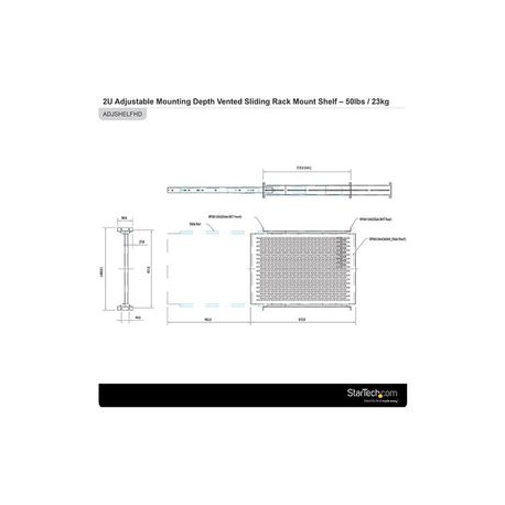 StarTech.com Server Rack Shelf - 2U - 20 to 30in Adjustable Mounting Depth - Vented - Server Rack Cabinet Shelf - 24in Deep - Rack shelf - 1U - 19" - for P / N: RK1233BKM, RK2433BKM, RK2537BKM, RK3236BKF, RK4236BKB, RK4242BK24, RK4242BK30 - 4