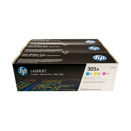 HP 305A - 3-pack - yellow, cyan, magenta - original - LaserJet - toner cartridge (CF370AM) - for LaserJet Pro 300 M351, 400 M451, MFP M375, MFP M475 - 5