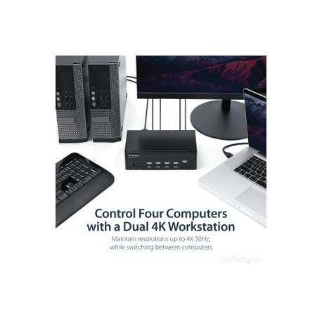 StarTech.com 4-Port Dual Monitor HDMI KVM Switch with Audio & USB 3.0 hub - 4K 30Hz - 4 PC Mac Computer KVM Switch Box for HDMI Display (SV431DHD4KU) - KVM  /  audio  /  USB switch - 4 x KVM  /  audio  /  USB - rack-mountable - 3