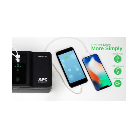 APC Back-UPS BE850G2 - UPS - AC 230 V - 520 Watt - 850 VA - output connectors: 8 - black - 8