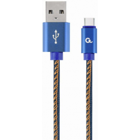 Cablexpert Premium jeans (denim) - USB cable - USB-C (M) to USB (M) - USB 2.0 - 2.1 A - 1 m - blue - 2
