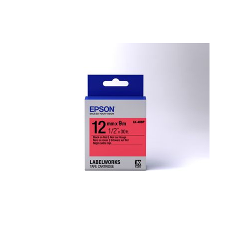 Epson LabelWorks LK-4RBP - Black on red - Roll (1.2 cm x 9 m) 1 cassette(s) label tape - for LabelWorks LW-1000, 300, 400, 600, 700, 900, K400, Z5000, Z5010, Z700, Z710, Z900 - 1