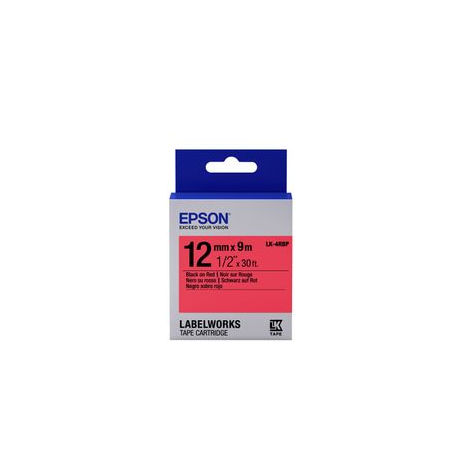 Epson LabelWorks LK-4RBP - Black on red - Roll (1.2 cm x 9 m) 1 cassette(s) label tape - for LabelWorks LW-1000, 300, 400, 600, 700, 900, K400, Z5000, Z5010, Z700, Z710, Z900 - 2