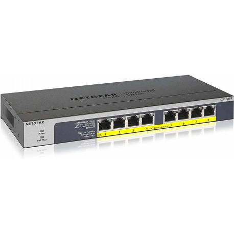 NETGEAR GS108PP - Switch - 8 x 10 / 100 / 1000 (PoE+) - desktop, rack-mountable, wall-mountable - PoE+ (123 W) - DC power - 2